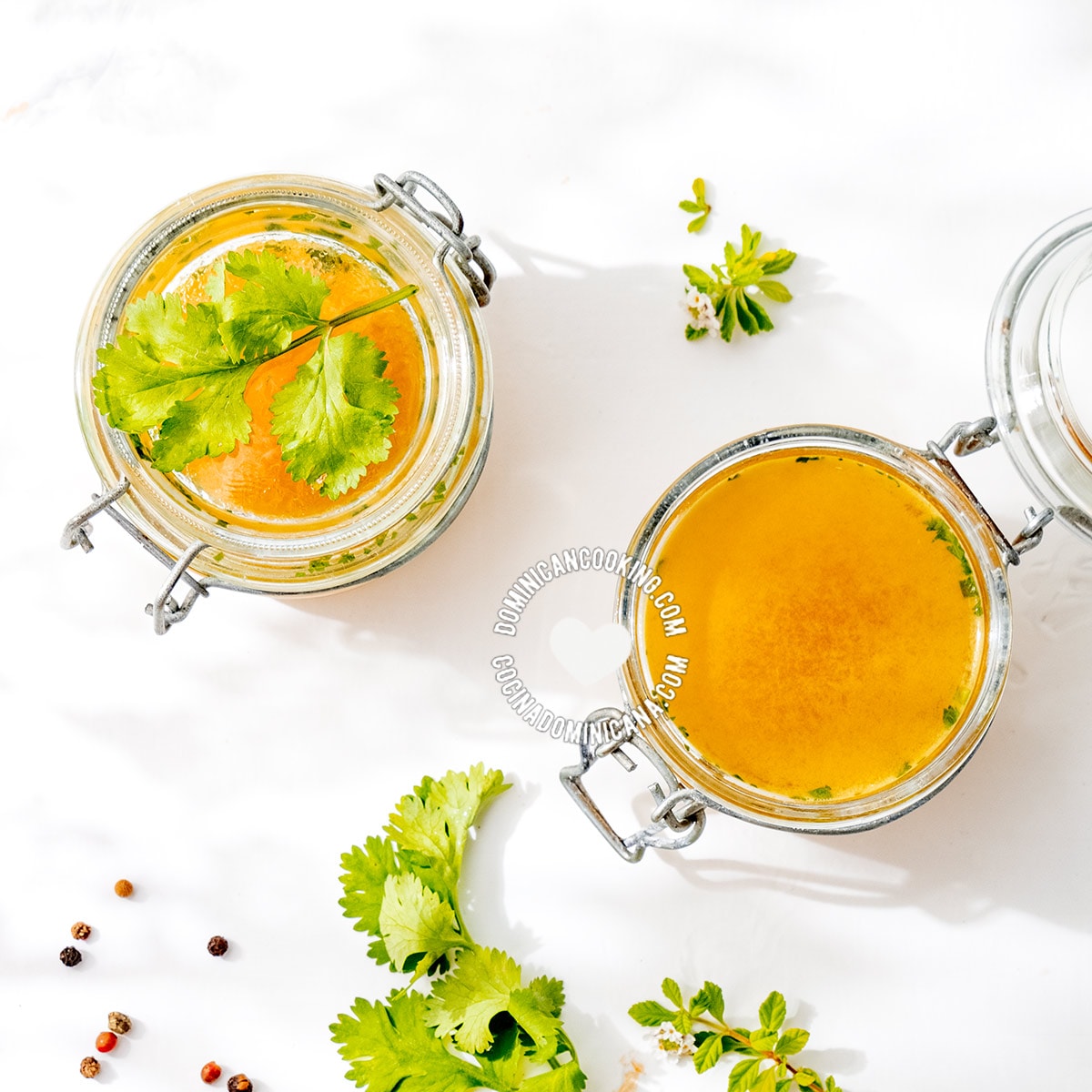 Vegetable broth in jars