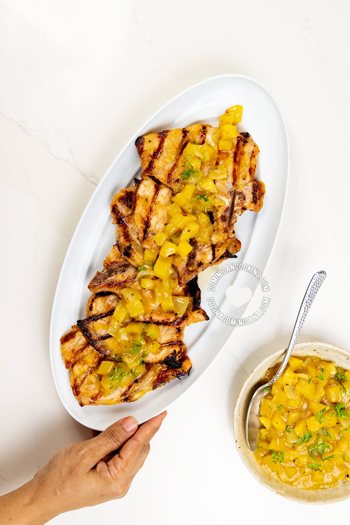 Pork Chops with Green Mango Salsa