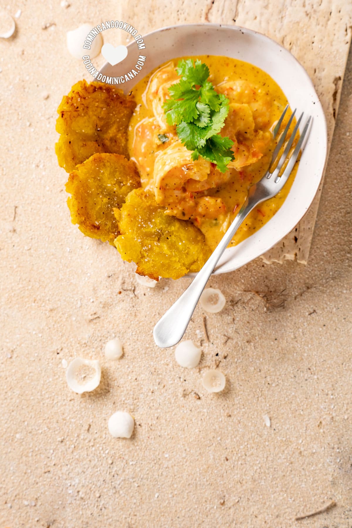 Shrimp with Coconut and Ginger Sauce with Tostones