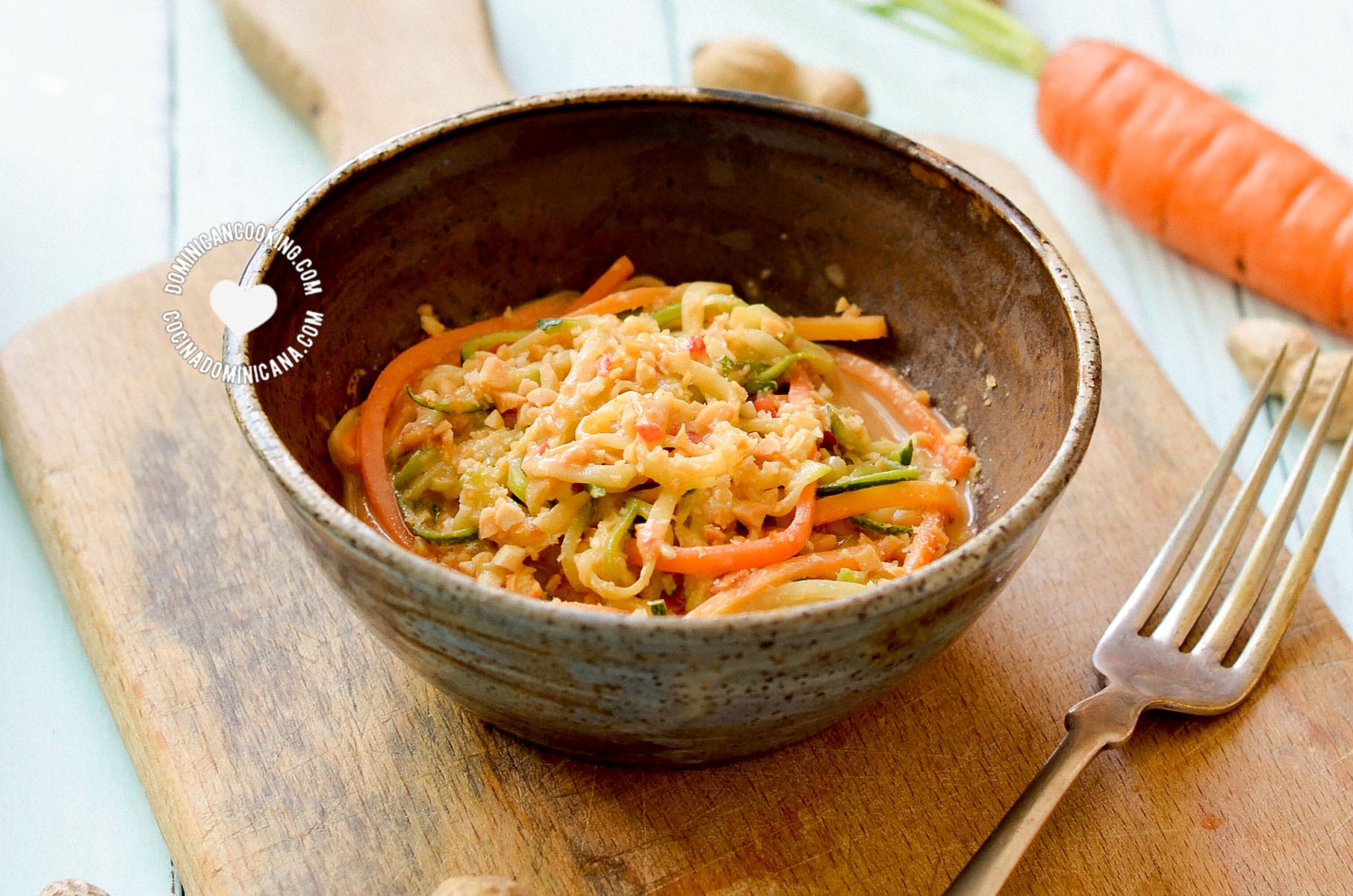 Small Bowl of Asian-Inspired Cold Peanut Zoodles