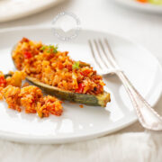 Zucchini Boats Filled with Rice and Chorizo