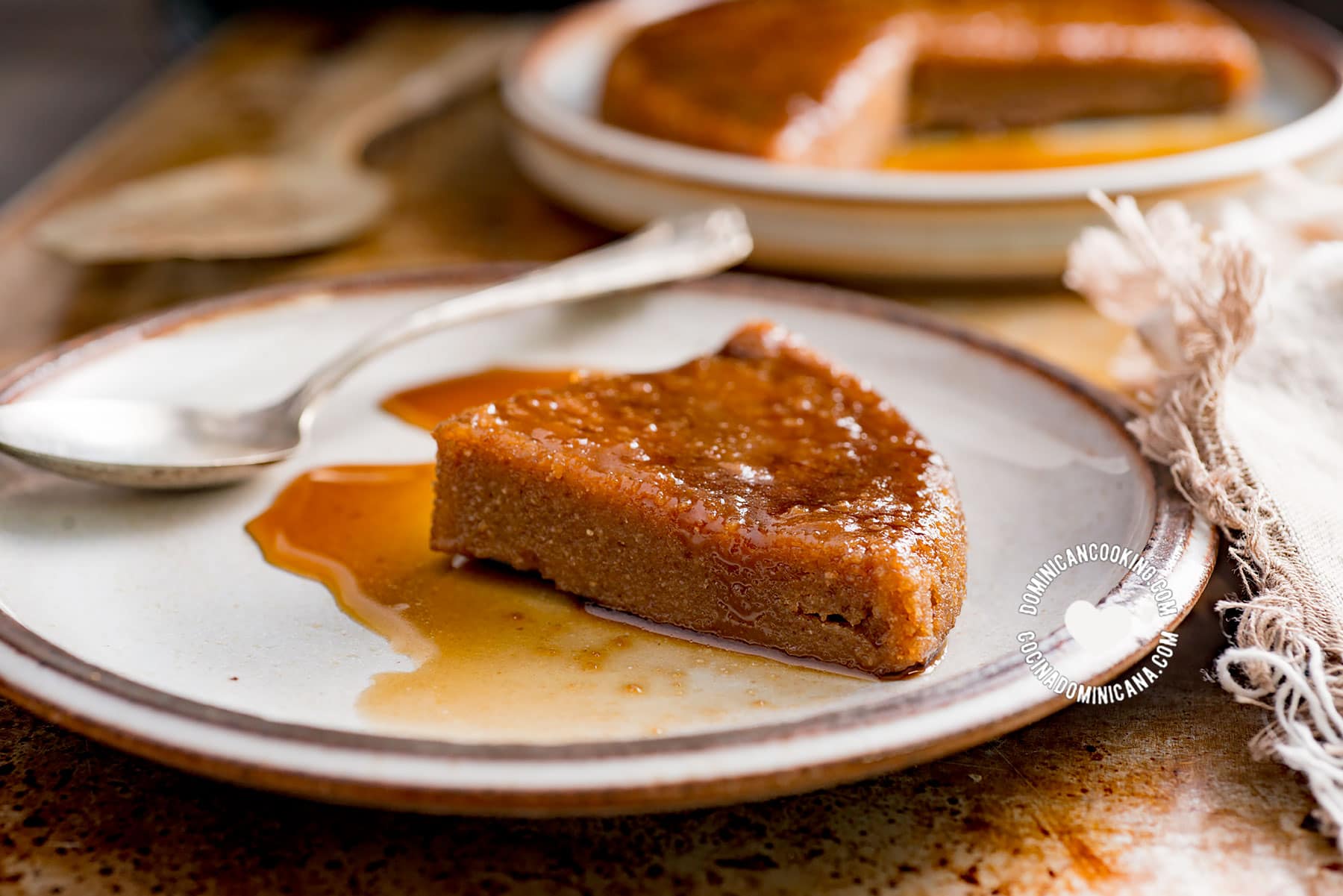 Slice of Cassava Flour (Tapioca) Pudding, More in the Background