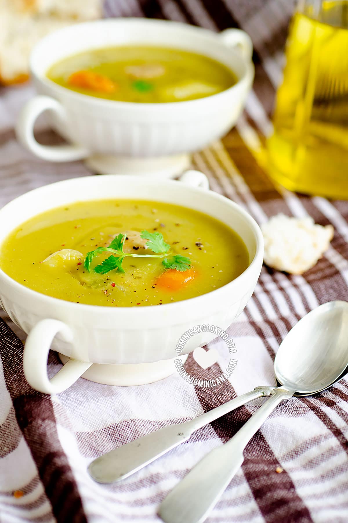 Bowls of Green Split Pea Soup