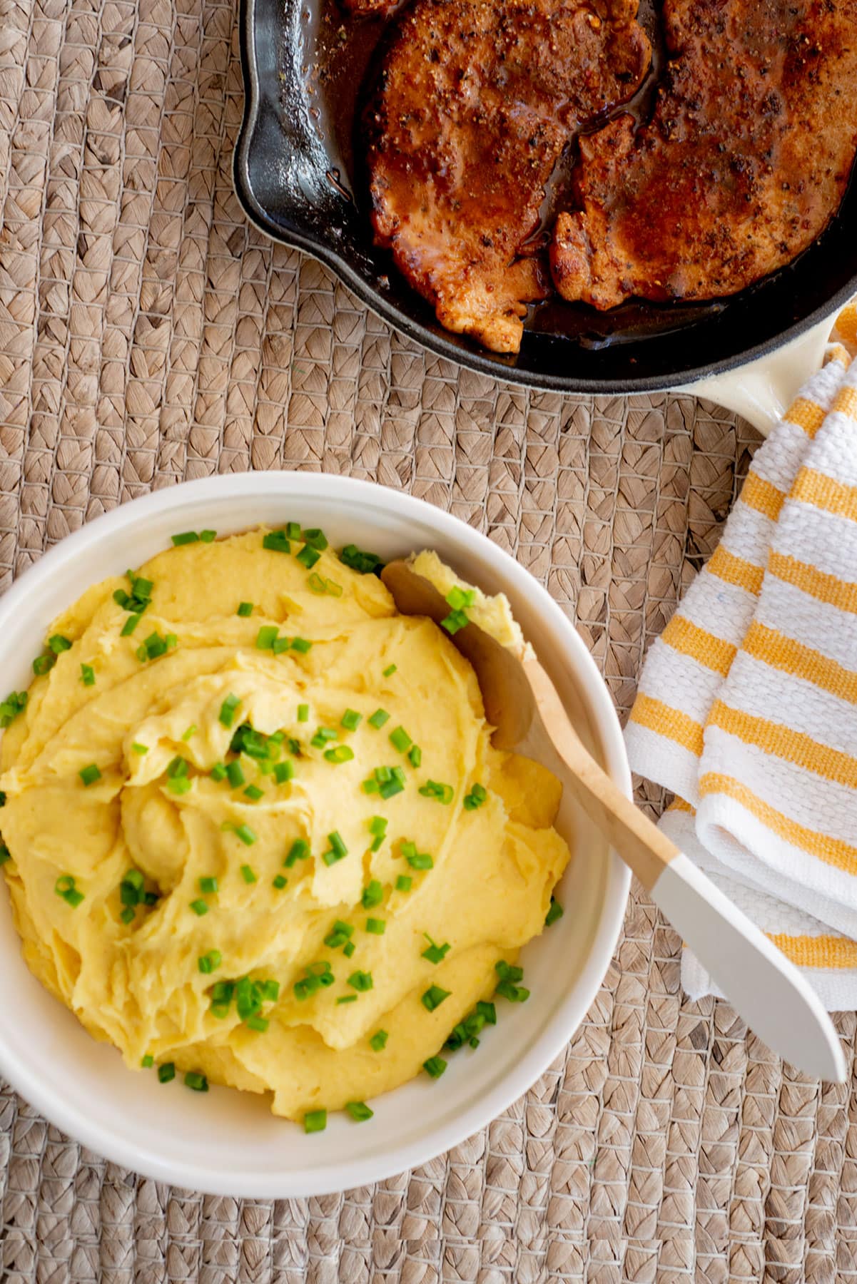 Cepa de Apio and Yuca Mash (Arracacha and Cassava Puree) Served with Pork Escalopes